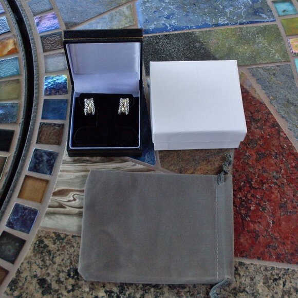 Early Issue David Yurman Cable Collectible Hoops - 14K/925 - Picture 2 of 9